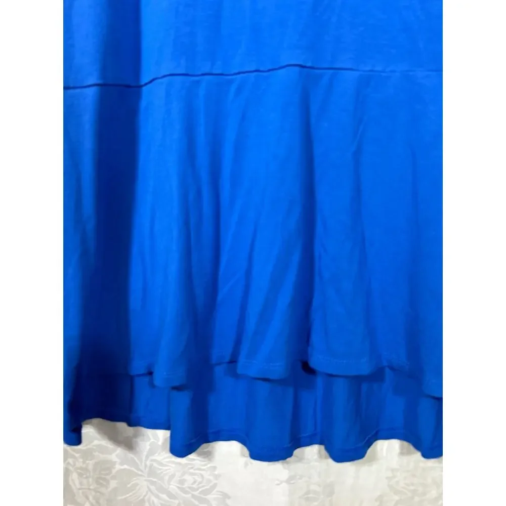 J Jill Wearever Tank Dress XS Blue Midi Maxi Ruffle Stretch Travel Jersey - Picture 2 of 9